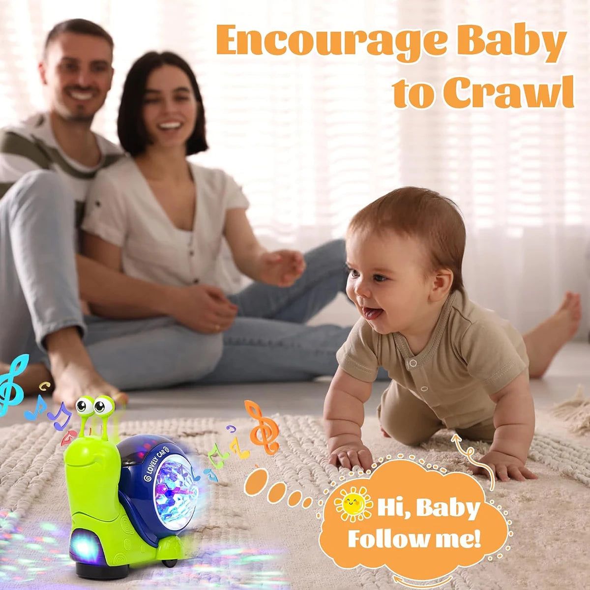 Interactive Crawling Snail Baby Toy (Green)
