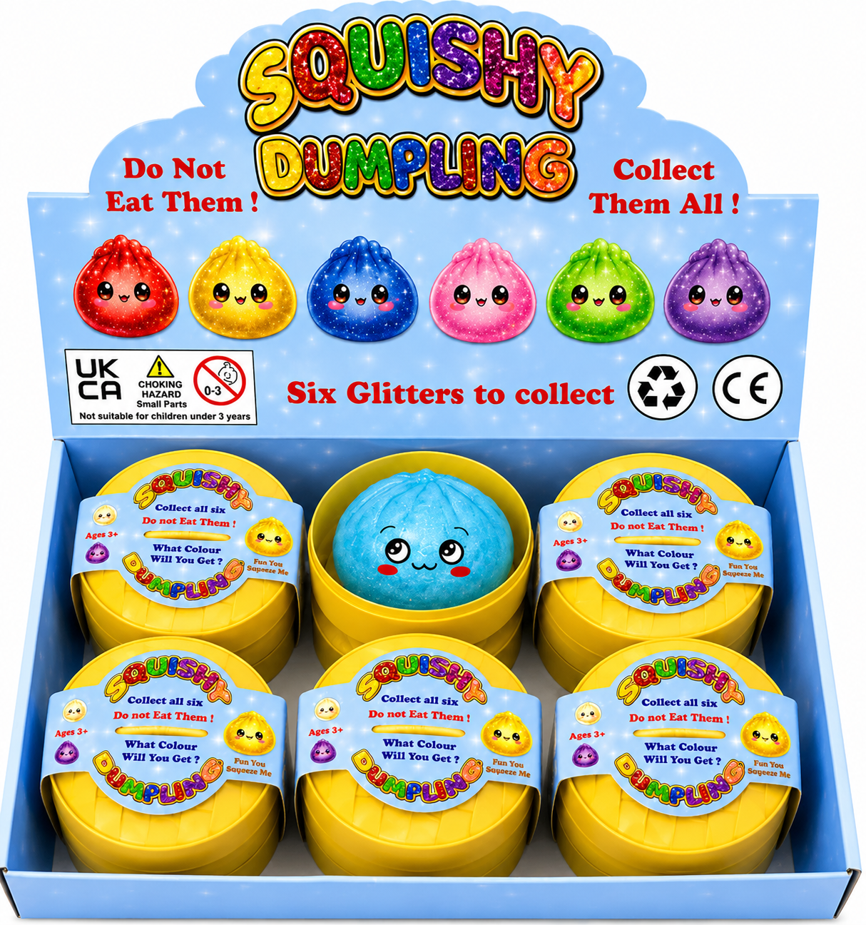 Squishy Bao Glitter Orbs 8.5cm Dumpling In a Basket